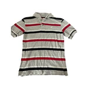 Wrangler Boys Gray Striped Short Sleeve Collar Polo Shirt Youth Size Large 10-12